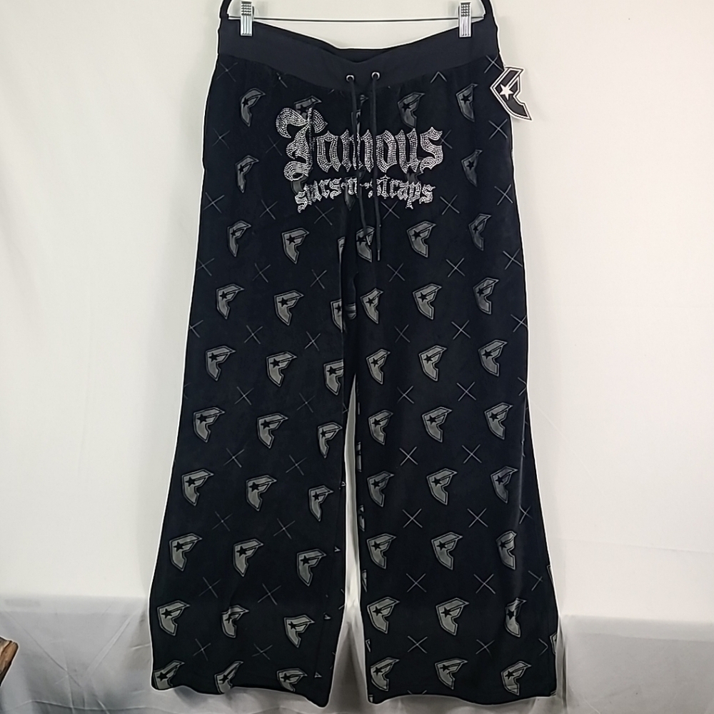 NEW Zumiez Famous Thuggish Black Velour Sweatpants Pants Sz XL